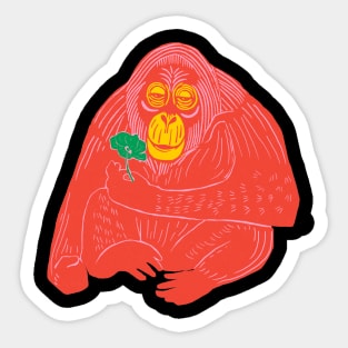 Awesome Monkey Orangutan Jungle Woodcut Print Style Sticker